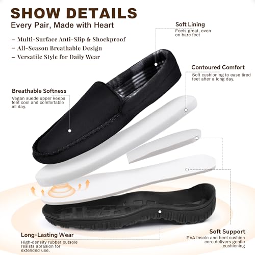 Image of shoeslocker Mens Slippers Microsuede Moccasin Memory Foam House Shoes