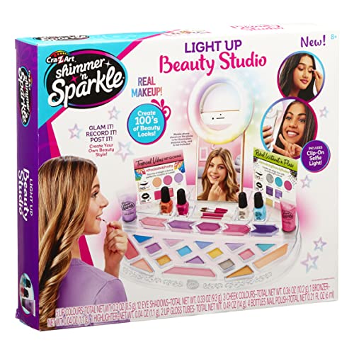 Shimmer and Sparkle 17346 Light Up Beauty Studio mit Selfie-Ring, Set für Kinder, Spiel-Make-up, Geschenkideen für Mädchen, sicher und ungiftig Cover