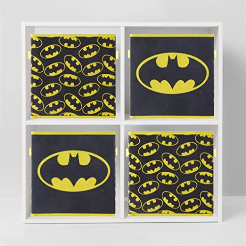 Image of Batman Collapsible Storage Cubes - Set of 2 Foldable Fabric Bins for Kids - Organizer Boxes with Iconic Logo - Closet & Toy Storage - Black Superhero Cube Containers