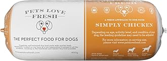 Healthy & Tasty Fresh Dog Food by Pets Love Fresh - 100% Natural - Real British Meat - Zero Preservatives - Simply Chicken (5 x 600g chub rolls)