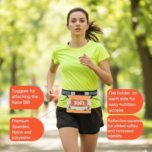 Image of Livfit Race Number Belt - Professional BIB Holder for Triathlon, Marathon & Cycling (Assorted Color) (Set of 1)