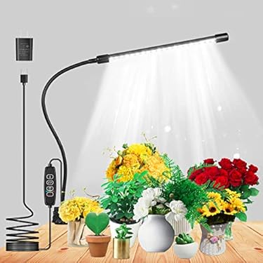 AMAZON - Grow Lights for Indoor Plants Growing, 6500K White LED Grow Light Lamp, 9 Dimmable Settings, Plant Growth Lamp for Indoor Plants with White Spectrum, Adjustable Gooseneck, 3/9/12H Timer (Silver)