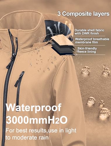 Image of CREATMO US Women's Lightweight Waterproof Long Softshell Tactical Jacket Fleece Lined Windbreaker