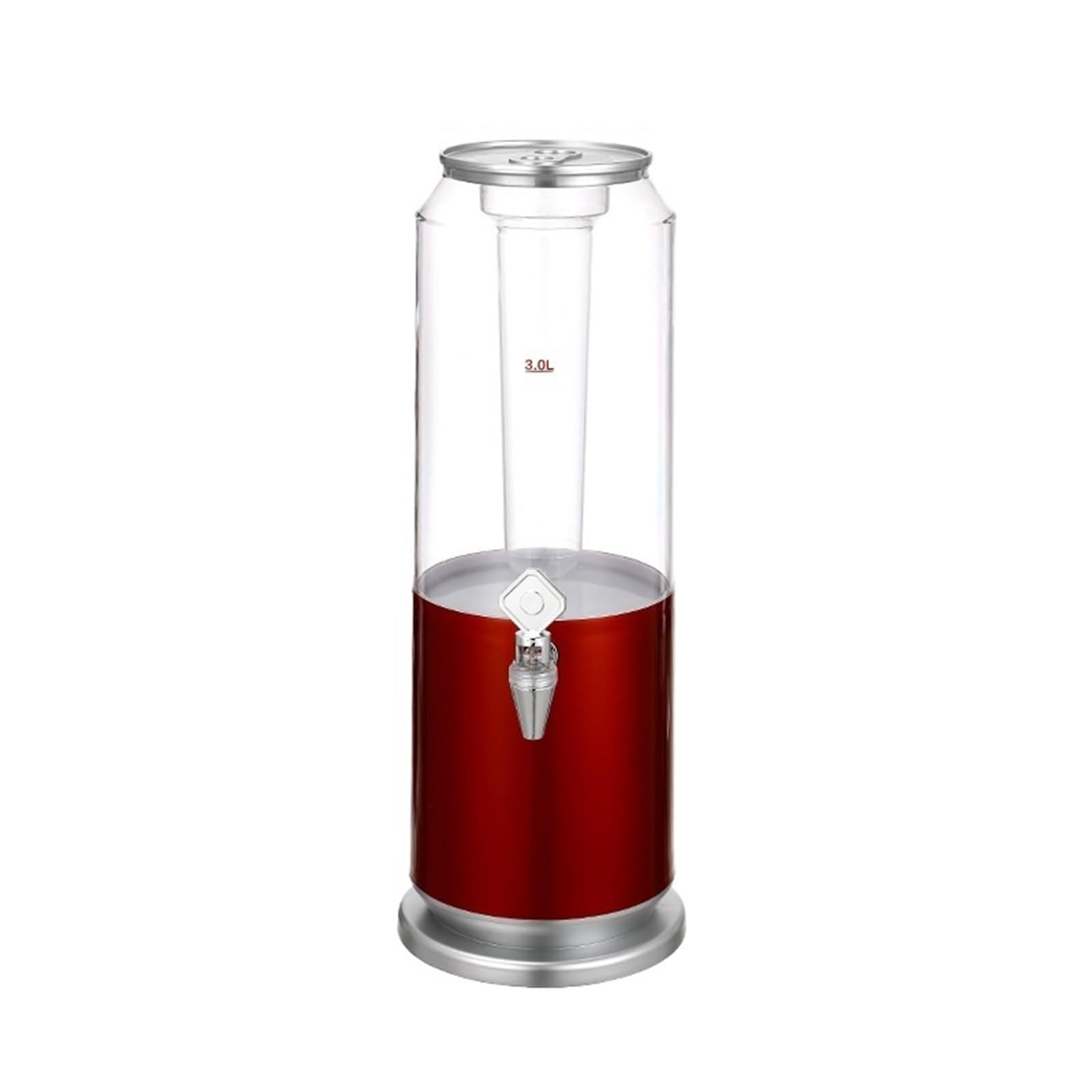 ASerZenith Juice Dispenser Beverage Dispenser, Round 3L With Plastic Container And Optional Infuser Tube Stainless Steel Base And Lid Ice Chamber(Rot)