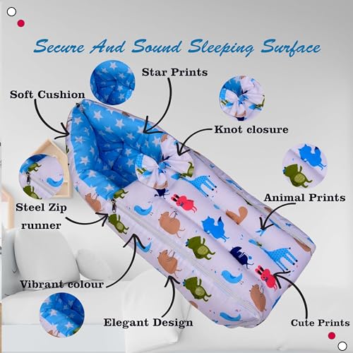 Image of Kwitchy Baby Bedding Set New Born Baby Bed | Mattress | Mosquito Net | Gadda Set | Bed | Cotton | Essential Combos | Gift Pack | Boys & Girls (0-6 Months) Blue (4PCS Set)