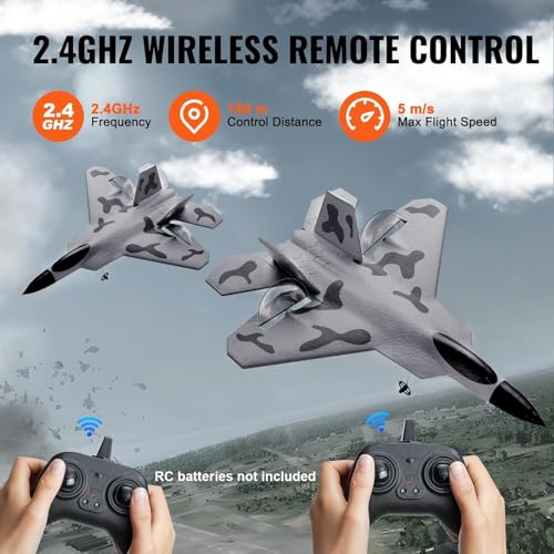 Vevor RC PLANE 2.4GHZ Plane 2 Channel, Remote Control Airplane 2.4Ghz With 6-Axis Gyro Stabilizer&2 Batteries, F-22 Fighter Aircraft Plane Toy For Adults Kids Beginners Boys Birthday/Xmas Child Gift thumb #5