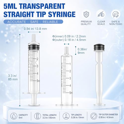 Image of TrelaCo 30 Pcs 5ml Syringe Without Needle with Cap, 5cc Oral Syringe