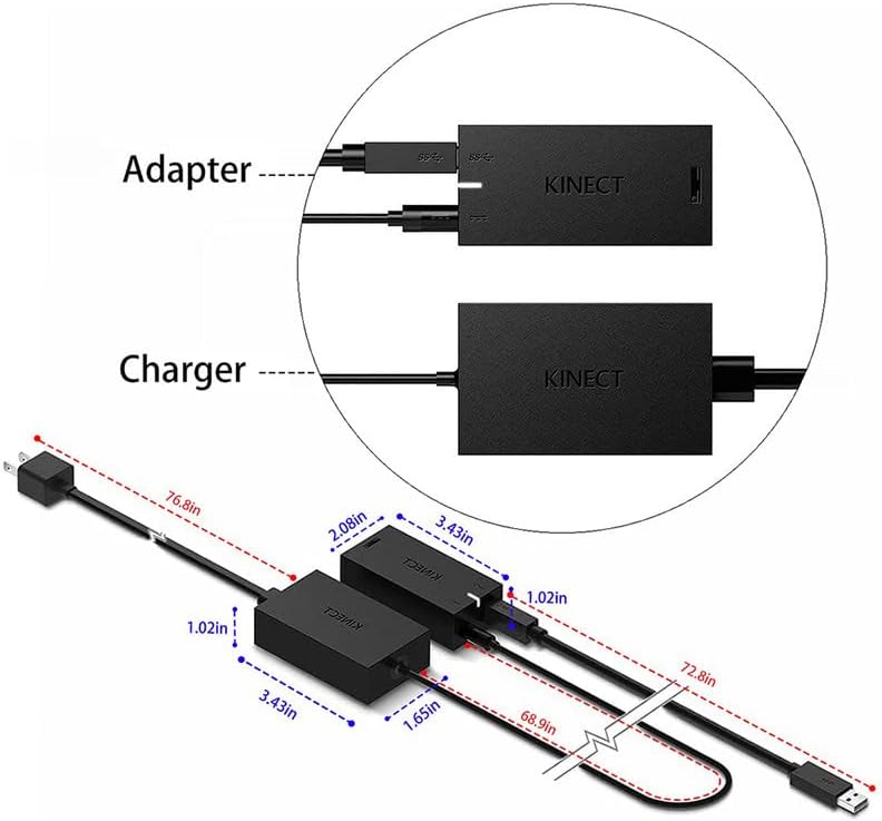 The perseids Kinect Adapter for Xbox One, Xbox One Power Supply Brick, AC Adapter Replacement Charger Power Cord Cable (Black)