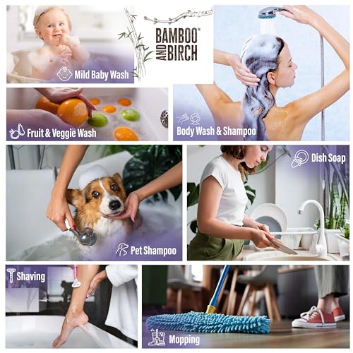 Image of BAMBOO AND BIRCH Pure Castile Soap Liquid, Certified Palm Oil Free Natural Soap, Lavender, 1 Gallon