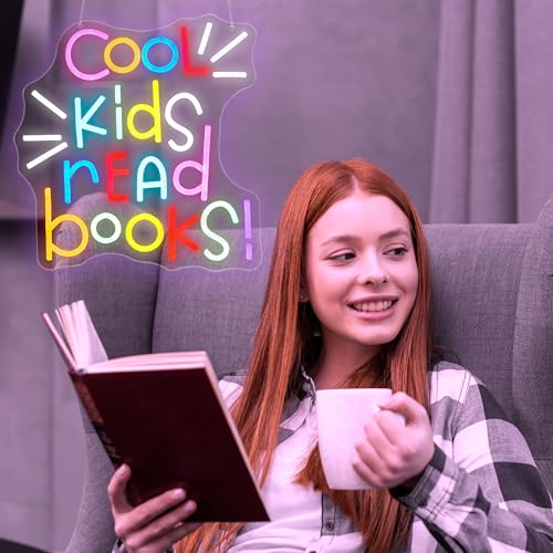 Image of Neon Sign, JGHTURIE Read Books Neon Signs for Wall Decor, Led Lights Signs for Classroom Office Library Bookshop Study Room Decor, USB Powered
