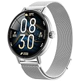 Smart Watches for Women,1.27" HD 43mm Fitness Tracker Answer/Make Call, Heart Rate/Sleep/SpO2, Round Smart Watch for iPhone/Samsung/Android,IP68 Waterproof,110+ Sport Mode-Silver
