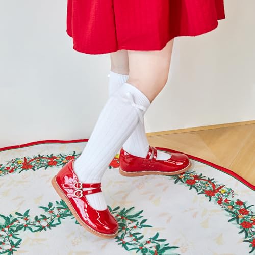 Image of GINFIVE Toddler Girls Dress Shoes Little Kids Flats School Mary Janes Shoes