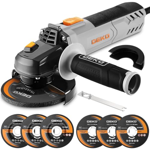 Image of 8-Amp Angle Grinder: DEKOPRO 4-1/2 inch Electric Corded Grinder Power Tools with Grinding and Cutting Wheels, Auxiliary Handle and Wrench for Cutting, Polishing and Grinding