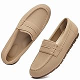 Vespiero Loafers for Women Comfortable Slip on Work Flats Shoes Womens Dressy Casual Walking Shoes Beige Knit Fabric Size 8.5