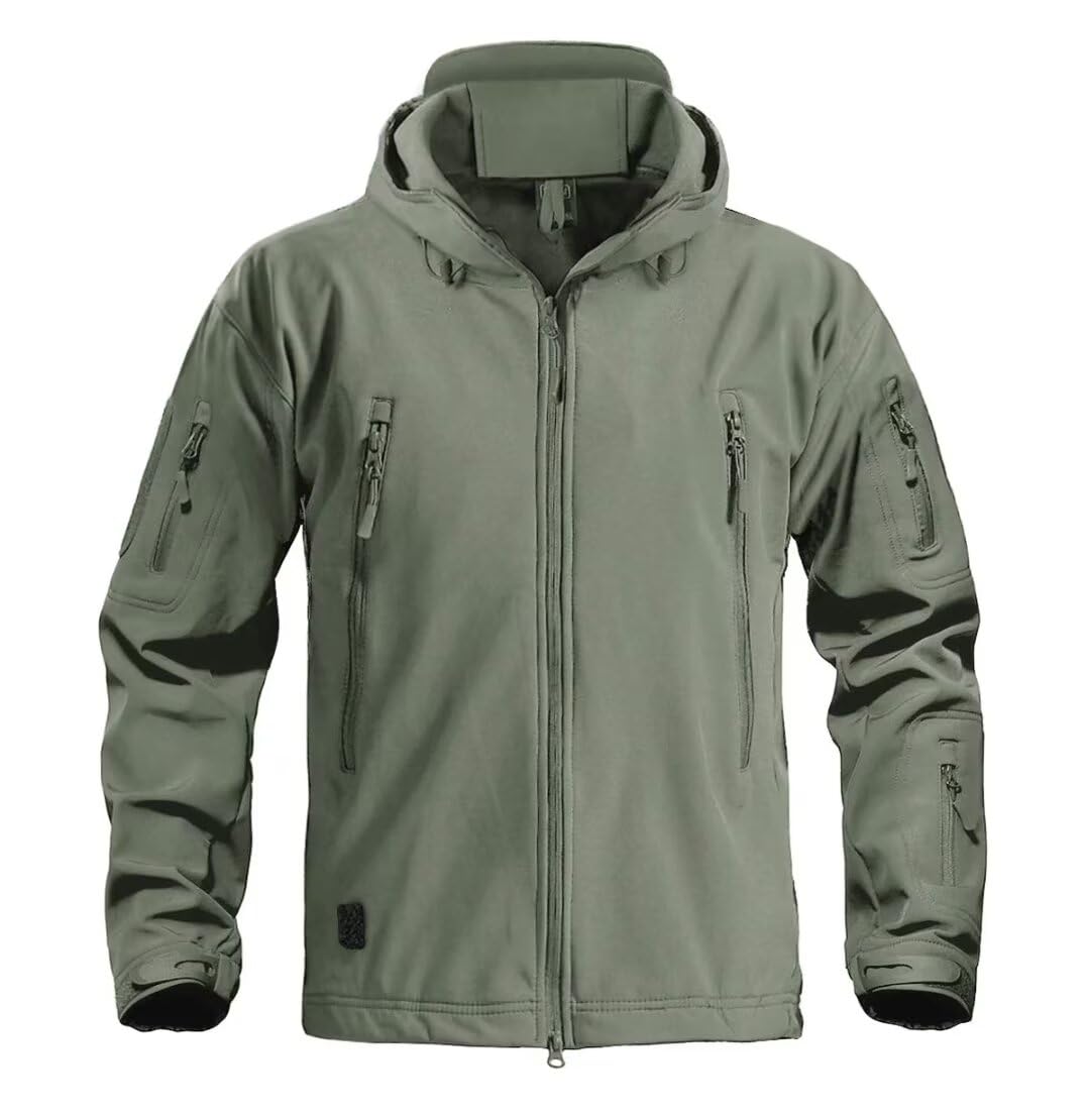KEFITEVD Uomini Impermeabile Tattico Pile Giacche Giacca Combattimento Soft Shell Impermeabile Con Cappuccio Pieghevole Rimovibile