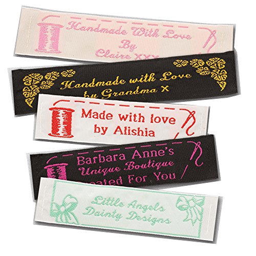 Personalized 100% Woven Sewing Labels 1" Wide - Made by Label Weavers (1000 Labels)