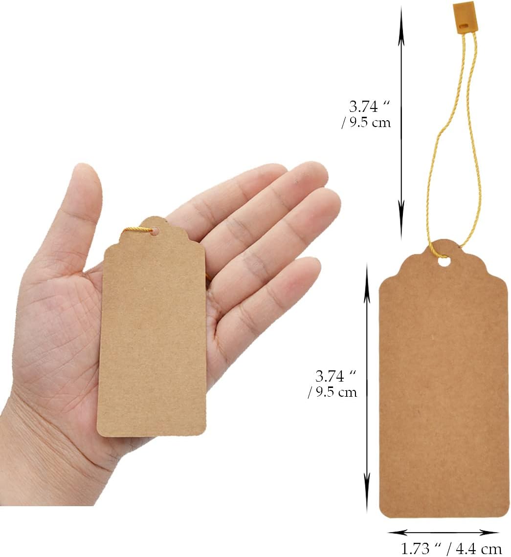 1000 PCS Kraft Paper Hanging Tags - Brown, Large, Ideal for Clothing & Gifts