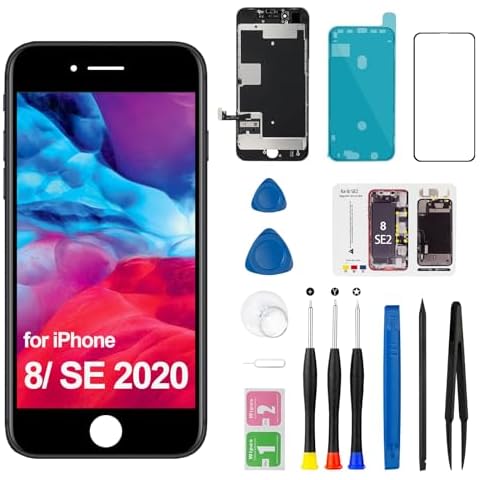 for iPhone 8/ SE 2020 2nd Generation Screen Replacement Black 4.7 inch, MrR.OMW LCD Display Touch Frame Digitizer Full Assembly Repair Tool Kits for Model A1863 A1905 A1906 A2275 A2296 A2298 Cover