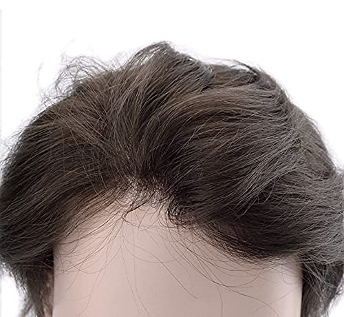 Image of Ultra Thin Q6 Undetectable Front Hairline Patch for Men 100% Natural Silky and Soft Human Hair Proper Ventilation Hair Toupee Swiss Lace System (Natural Black, 7x5)