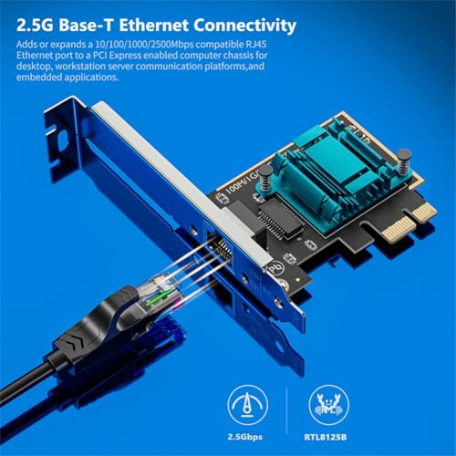 Tarjeta de Red PCI-e 2.5G Gigabit Ethernet con Chip RTL8125B y Adaptador LAN de 2500 Mbps 4