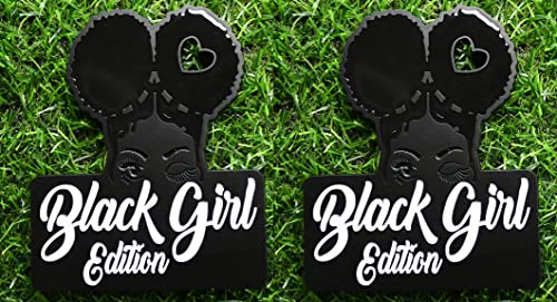 Image of 2pcs Custom Black Girl Edition Car Badge Emblem Decals Compatible Vehicles, Doors, Body, Car Side Fenders, Car Trunk Badges, Stylish Dynamic Look (White)