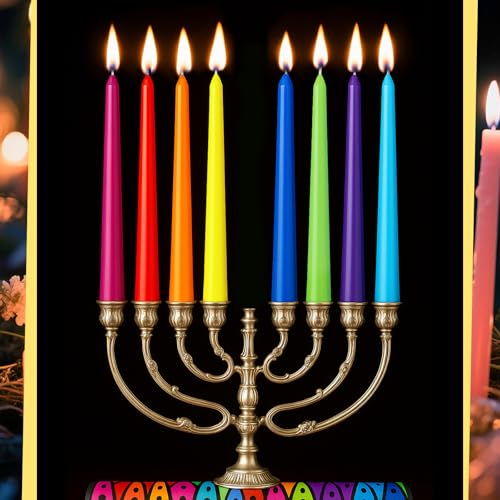 Image of MTLEE 32 Pcs Long Taper Candlestick Bulk 10 Inch Smokeless, Rainbow | Paraffin Wax Cotton Wick, Colorful Vibrant for Dinner Wedding Party Church, Unscented Table Centerpiece Decor