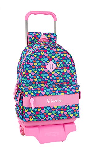 Mochila Escolar Grande de Benetton Cuori Oficial con Carro safta 905  Talla Única