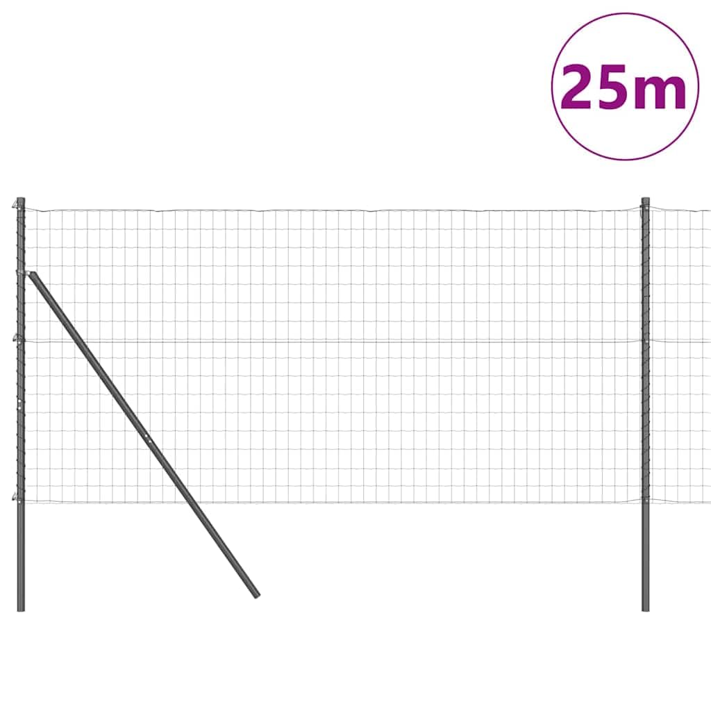 Set di recinzioni europee con pali, 1,2 x 25 m, grigio
