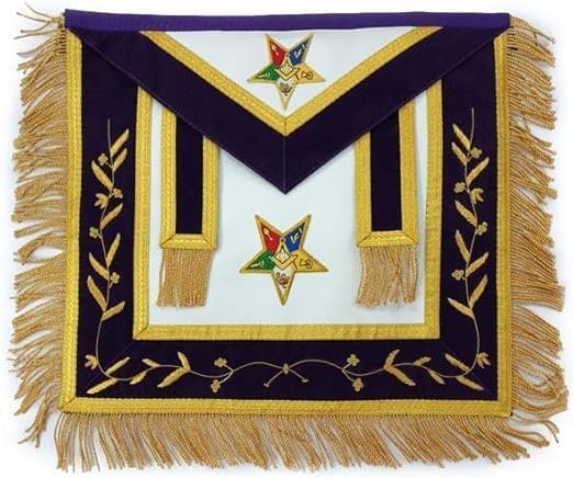 Masonic Regalia Hand Embroidered Masonic OES Patron Apron Golden Mylar Tassels (Customizable)
