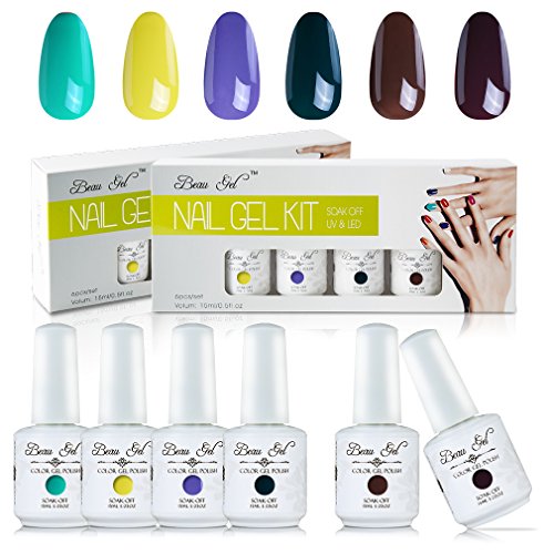 Beau Gel 6pcs Gel Nail Polish Nail Art Set Color Polish Collection 15ml C032
