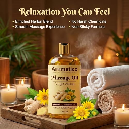 Image of AROMATICO Ginger Arnica Deep Tissue Massage Oil - Ideal for Hot Oil Massage | Joint Pain & Back Pain Body Massage Oil | Post Workout | Almond & Sesame | 300ml