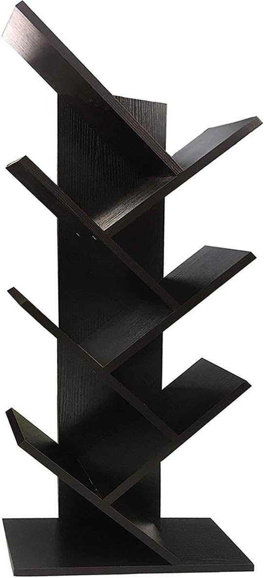 Bookcases and Book Shelves 7 Shelf Tree Bookshelf MDF Black Small Book Shelves Wood Compact Book Rack Organizer Shelf Display for CDs, Movies & Books Black