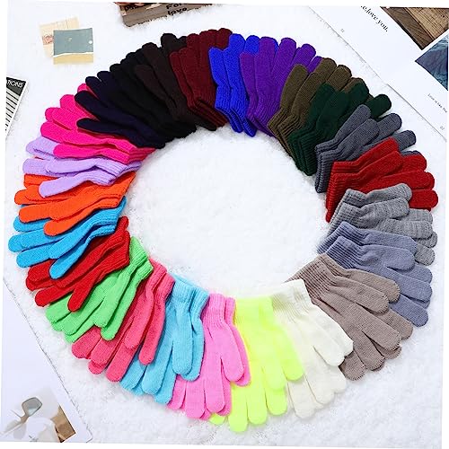 VALICLUD 24Pairs Knitted Gloves Full Finger Thermal Winter Mitts Lightweight Easy to Clean for Boys Outdoor Activities2