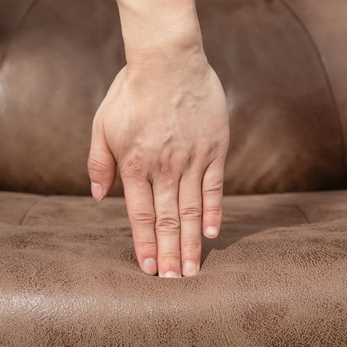 Poltrona relax con sgabello, poltrona TV girevole, poltrona TV con funzione reclinabile, poltrona imbottita per soggiorno, camera da letto, microfibra marrone, 78 x 82,5 x 109 cm - Sedia gaming - Immagine 7