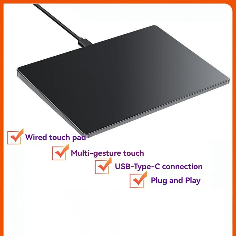 Trackpad Multi-Touch con USB, mouse sottile per computer desktop/laptop/notebook, nero