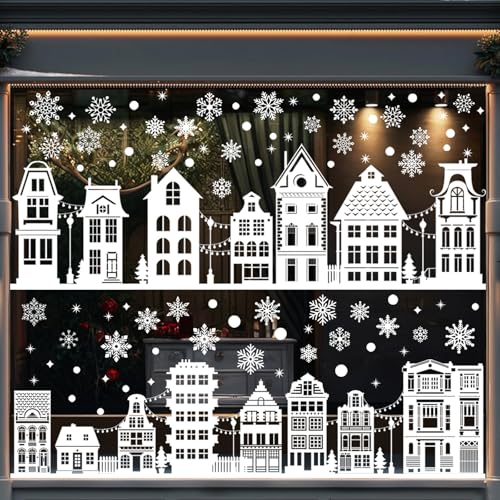 Weihnachtsdeko Fensterbilder Weihnachten Selbstklebend Häuser, QXRXN...