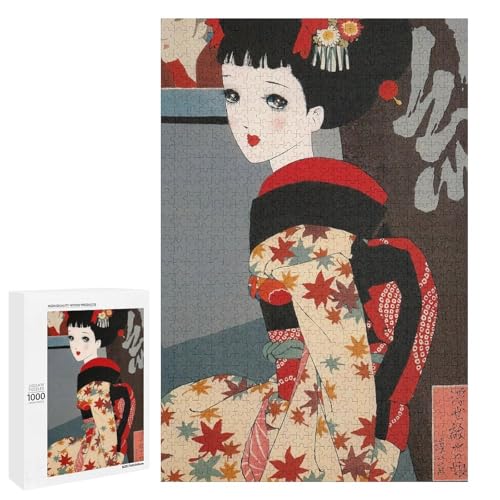 原淳一 娘十二ヶ月絵巻 十月 浮世絵やの娘 ジグソーパズル 木製 部屋の飾り パズルのおもちゃ 娯楽 大人 ストレス解消 初心者 子供 大人のおもちゃ ゲーム 壁掛け ギフト 1000 PCS