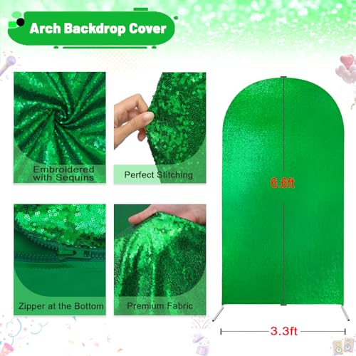 Image of Sequin Arch Backdrop Cover 6.6ft Green Glitter Chiara Backdrop Cover Arch Decorations for Wedding Birthday Party Baby Shower Ceremony Banquet Prom Background