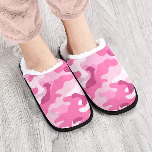 Retro Camo Pink Slippers For Women Men Soft Memory Foam Non-Slip Camouflage Winter Indoor House Shoes Travel Slipper4