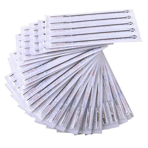 Juego de 100 agujas de tatuaje de acero inoxidable mixto profesional de FABSELLER para tatuaje, juego de herramientas de varios tamaños: 3RL + 5RL + 7RL + 9RL + 5M1+7M1+9M1+5RS+7RS+9RS