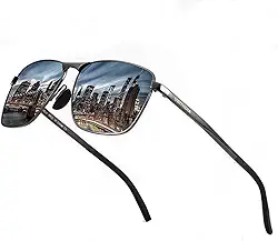 Óculos de sol polarizados retangulares ultraleves para homens – Óculos de sol de pesca com armação de metal 100% proteção UV 2462, Cinza