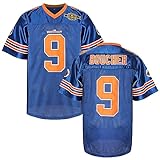 eetug the waterboy football jersey #9 bobby boucher 50° anniversario mud dogs bourbon bowl movie maglie da calcio per uomo, #9 blu, l