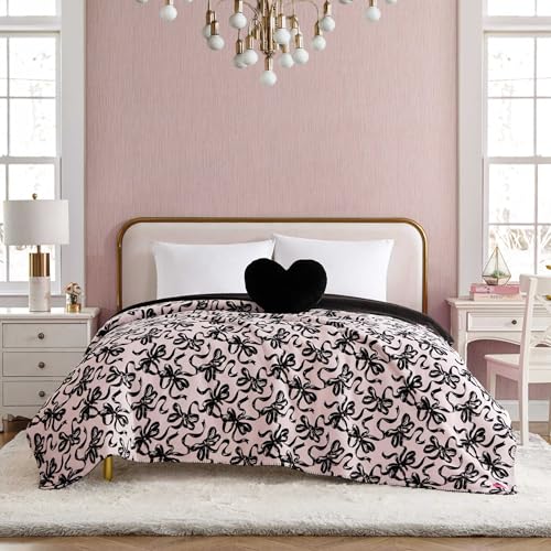 Image of Betsey Johnson - King Size Blanket, Soft Plush Bedding with Cozy Sherpa Reverse, Blanket for Couch or Bed, Lightweight for All Seasons (Ballet Bows Black)