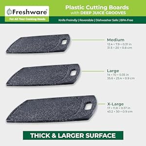 Plastic Cutting Boards for Kitchen, Cutting Board Set of 3, Juice Grooves with Easy Grip Handle, BPA-Free, Non-Porous, Dishwasher Safe, Black Marble Plastic Cutting Boards for Kitchen Cutting Board Set of 3 Juice Grooves with Easy Grip Handle BPA Free Non Porous Dishwasher Safe Black Marble