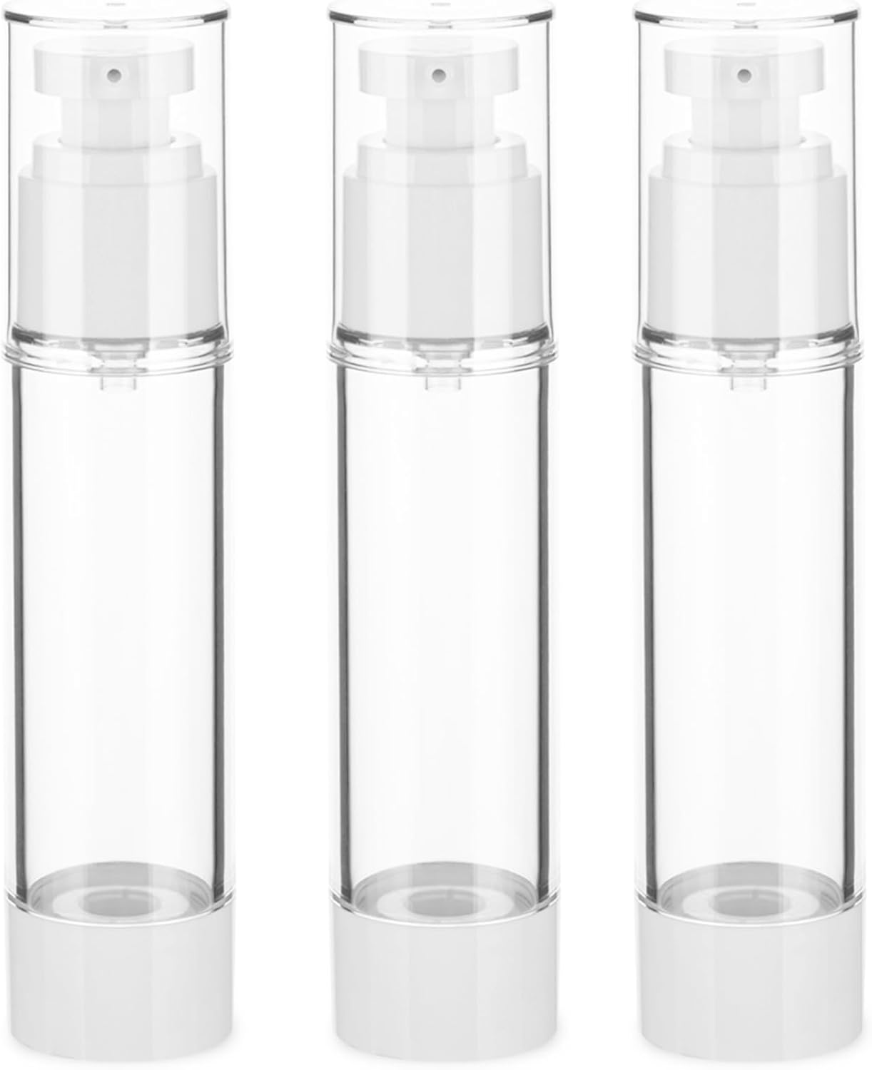 1.7OZ/50ML Clear Airless Pump Bottles, Lotion Dispenser Travel with Pump, Vacuum Plastic Travel Size Lotion Bottle for Foundation, Creams, Cosmetic(3 Pack) - Amazon product rated Grade A