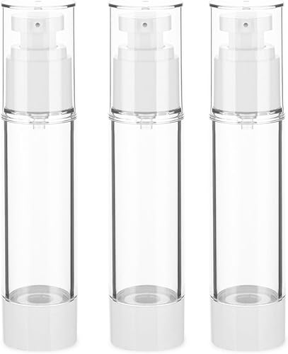 Vista 18 de Botellas transparentes sin aire de 0.5 onzas/0.5 fl oz, dispensador de loción de viaje con bomba, botella de loción de plástico al vacío para base