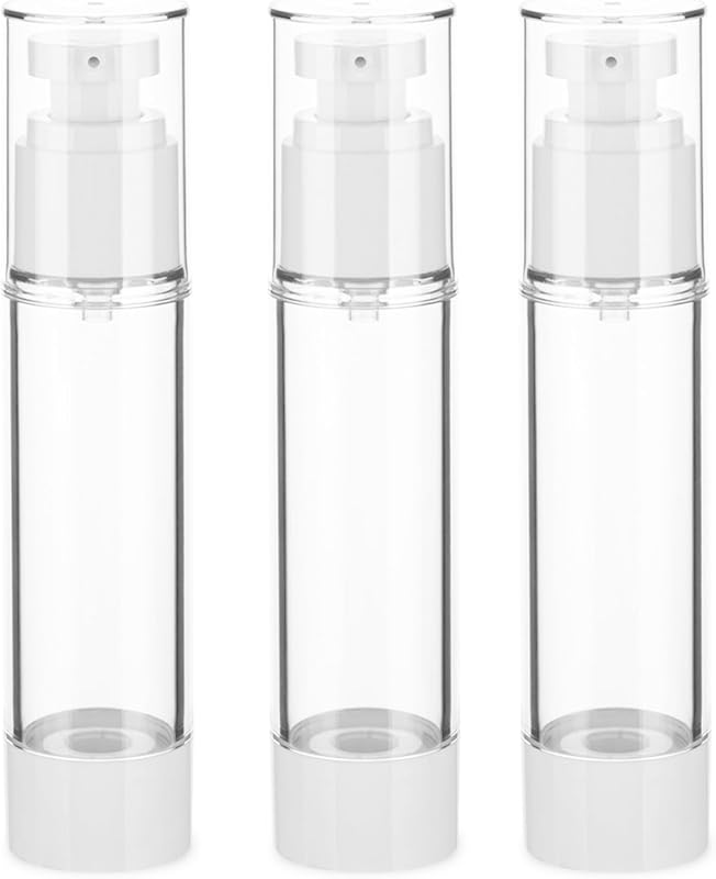 Frascos transparentes com bomba airless IFDGCTK de 50 mL para cosméticos, plástico PP, Pacote com 3