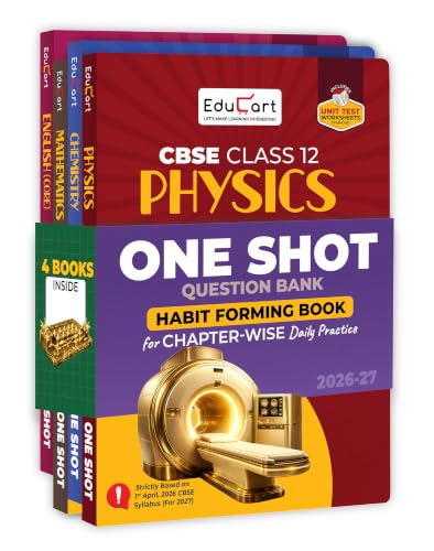 Image of Educart CBSE Class 12 One Shot Question Bank Physics, Chemistry, Mathematics & English Core 2026-27 (Set of 4 Books) | NCERT Questions, PYQs & Competency-Based Qs | CBSE Board 2027