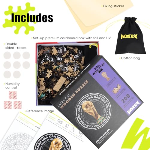 Image of FIFA World Cup 2026 Wooden Puzzles - 5MM Thick Officially Licensed Poster Puzzles - Premium World Cup 2026 Merchandise, Memorabilia Gift for Football Fan, Jigsaw Puzzle for Adult (FWC Ball, 200Pcs)