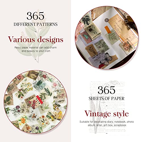 Heallily 365 Sheets Vintage Journaling Scrapbooking Material Paper Antique Letter Plant Sheet Art Crafts Projects For Writing Diary Album Stationery #TOP2